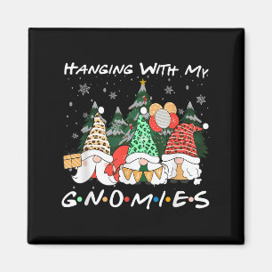 Hanging With My Gnomies Christmas Gnome Family Paj Magnet
