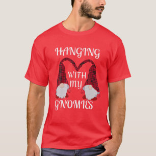 Hanging With My Gnomies Christmas Plaid Garden Fun T-Shirt
