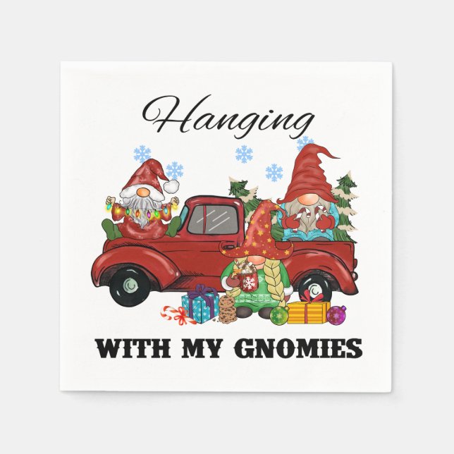 Hanging With My Gnomies – Cute Christmas Napkin (Front)