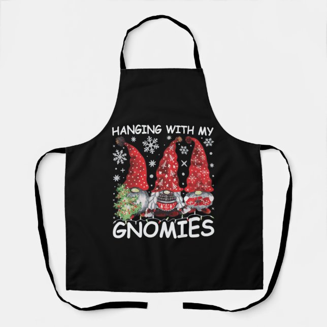 Hanging With My Gnomies Funny Christmas Gnome Apron (Front)