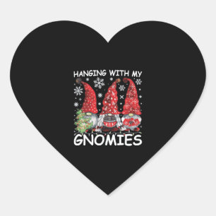 Hanging With My Gnomies Funny Christmas Gnome Heart Sticker