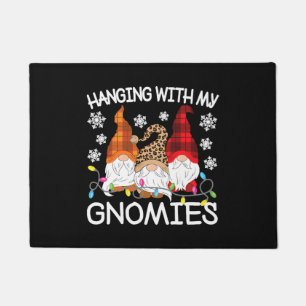 Hanging With My Gnomies Funny Christmas Gnome Xmas Doormat