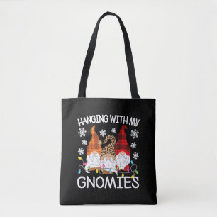 Hanging With My Gnomies Funny Christmas Gnome Xmas Tote Bag