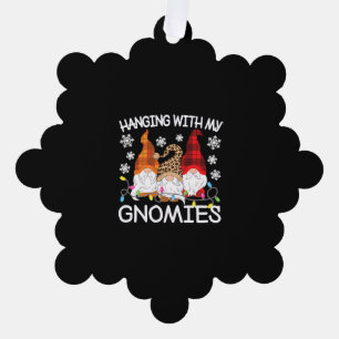 Hanging With My Gnomies Funny Christmas Gnome Xmas Tree Decoration Card