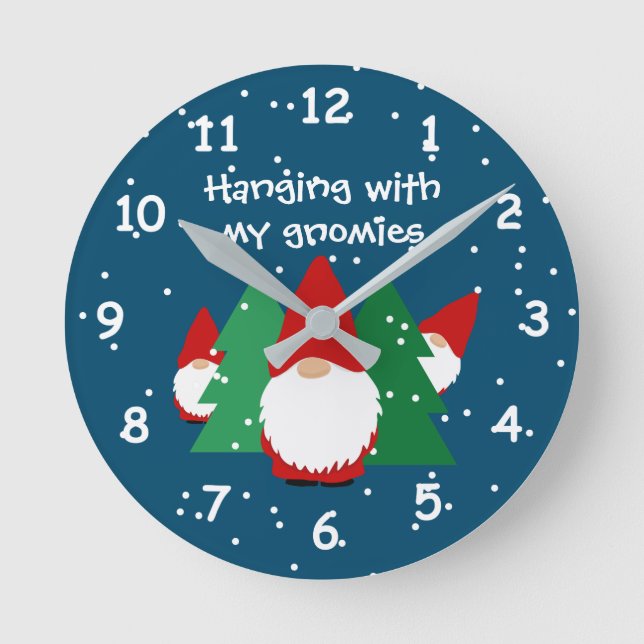 Hanging with my gnomies funny Christmas wall clock (Front)