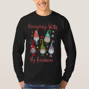 Hanging With My Gnomies Funny Gnome Plaid Christma T-Shirt
