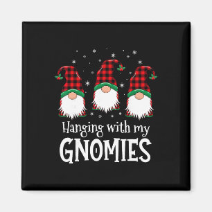 Hanging With My Gnomies Funny Red Plaid Christmas  Magnet