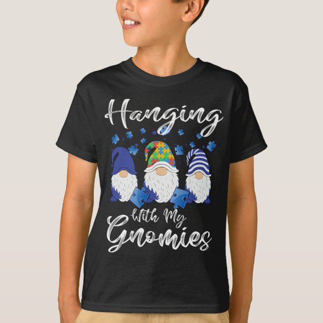 Hanging With My Gnomies Gnomes Funny Valentines Da T-Shirt (Front)