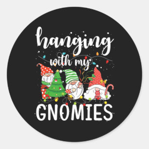 Hanging With My Gnomies Matching Family Christmas  Classic Round Sticker