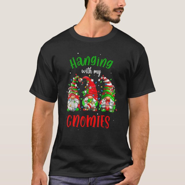 Hanging With My Gnomies Nordic Santa Gnome Christm T-Shirt (Front)