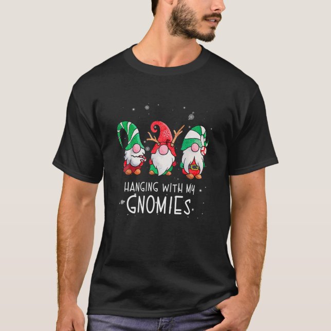Hanging With My Gnomies Nordic Santa Gnome Christm T-Shirt (Front)