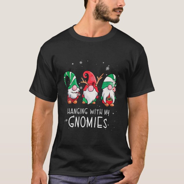 Hanging With My Gnomies Nordic Santa Gnome Christm T-Shirt (Front)