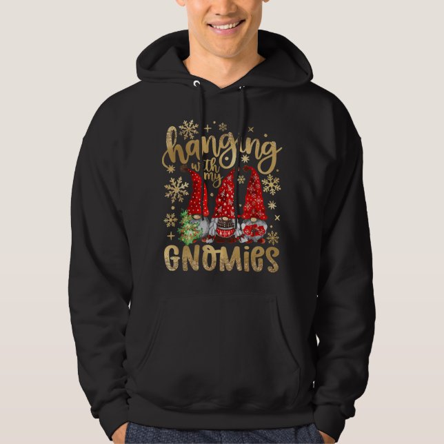 Hanging With My Gnomies Santa Cute Gnome Christmas Hoodie (Front)