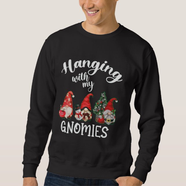 Hanging With My Science Teacher Gnomes Ugly Xmas M Sweatshirt (Front)
