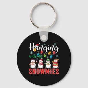 Hanging With My Snowmies Santa Hat Light Christmas Key Ring