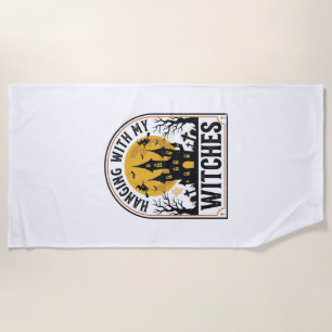 Hanging With My Witches Vintage Halloween Design_1 Beach Towel