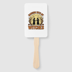 Hanging With My Witches Vintage Halloween Design_1 Hand Fan