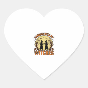 Hanging With My Witches Vintage Halloween Design_1 Heart Sticker