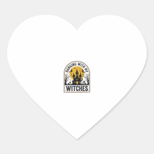 Hanging With My Witches Vintage Halloween Design_1 Heart Sticker