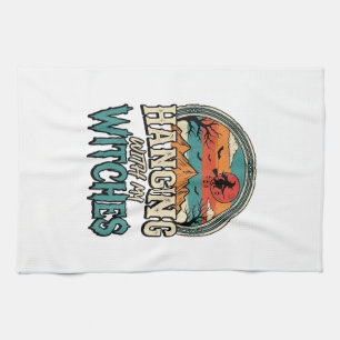 Hanging With My Witches Vintage Halloween Design_1 Tea Towel