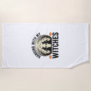 Hanging With My Witches Vintage Halloween Design ( Beach Towel