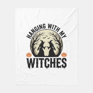 Hanging With My Witches Vintage Halloween Design ( Fleece Blanket