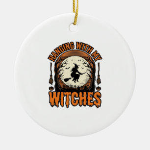 Hanging With My Witches Vintage Halloween Shirt De Ceramic Ornament