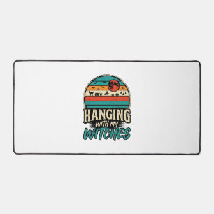 Hanging With My Witches Vintage Halloween Shirt De Desk Mat