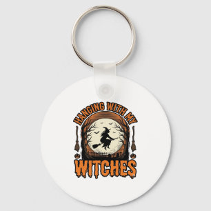 Hanging With My Witches Vintage Halloween Shirt De Key Ring