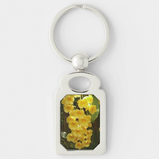 Hanging Yellow Orchids Tropical Flowers Key Ring (Front)