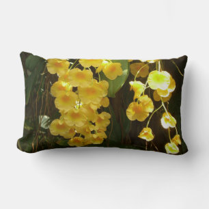 Hanging Yellow Orchids Tropical Flowers Lumbar Cushion