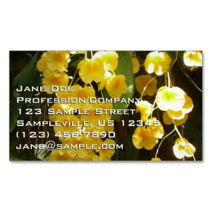 Hanging Yellow Orchids Tropical Flowers Magnetic Business Card