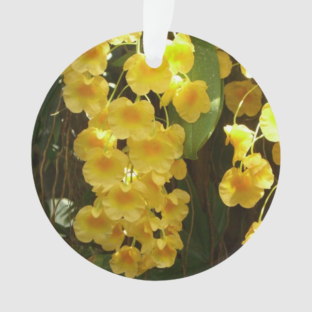 Hanging Yellow Orchids Tropical Flowers Ornament (Front)