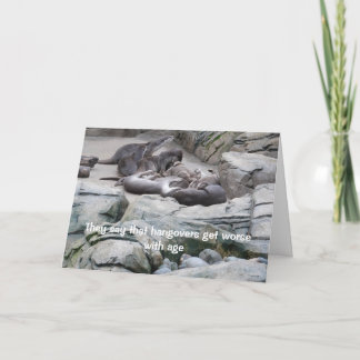 Hangover birthday card with otters