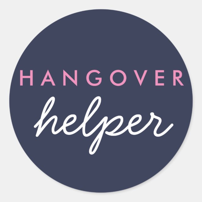 Hangover Helper Wedding Favour Sticker Navy Pink (Front)