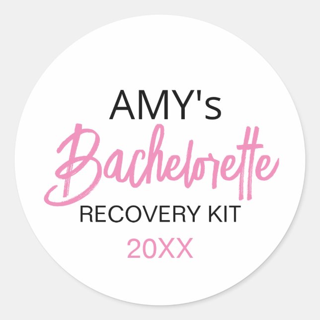 Hangover Kit Bachelorette Party Favour Classic Round Sticker (Front)