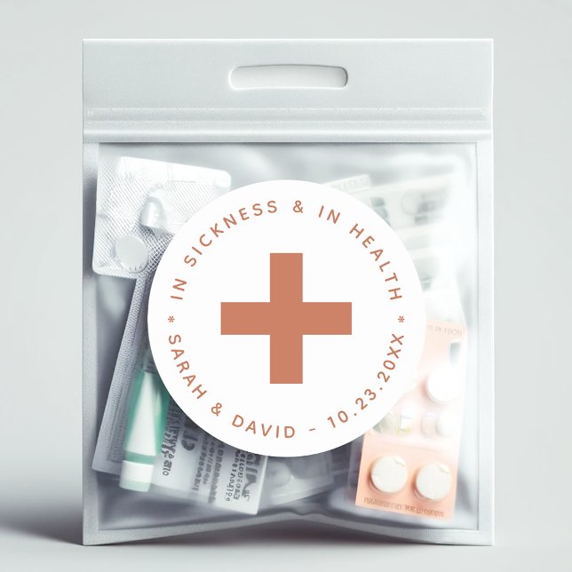 Hangover Kit Terracotta Cross In Sickness & Health Classic Round Sticker (Creator Uploaded)