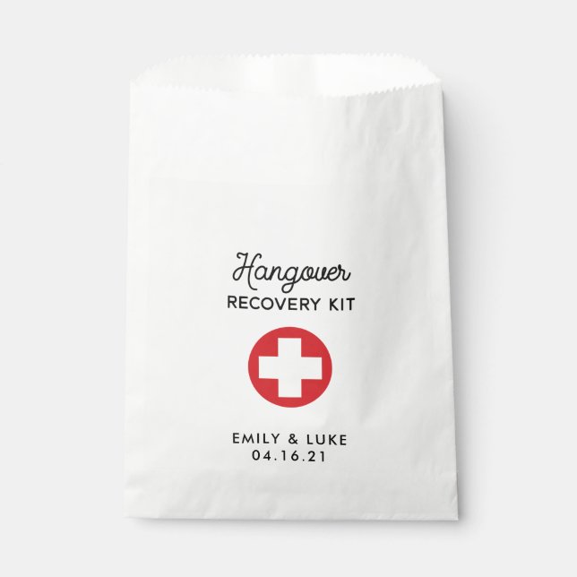 Hangover Recovery Kit, Wedding Recovery Kit Favour Bag (Front)