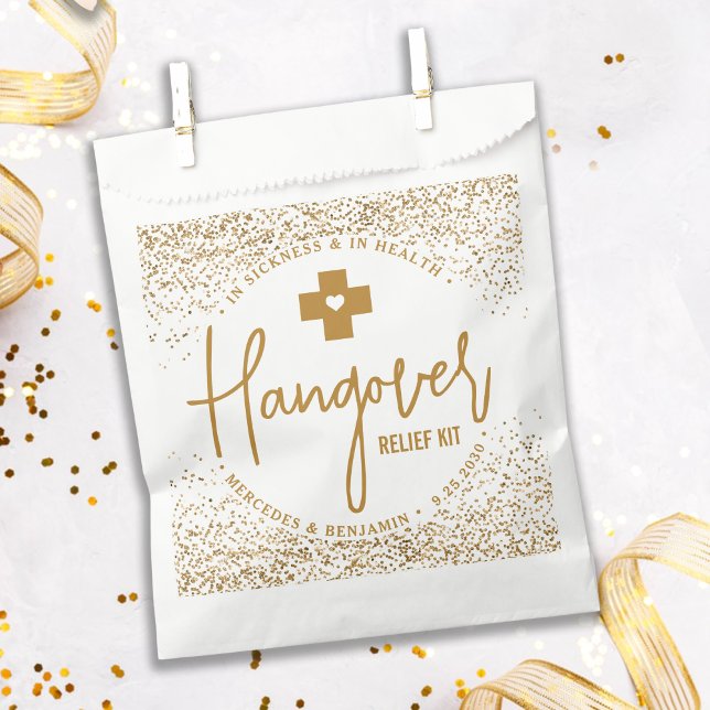 Hangover Relief Kit Modern Gold Glitter Wedding  Favour Bag (Creator Uploaded)