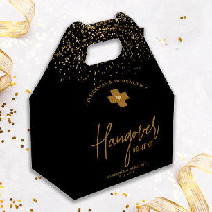 Hangover Relief Kit Modern Gold Glitter Wedding  Favour Box