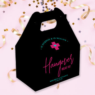 Hangover Relief Kit Neon Hot Pink Teal Wedding  Favour Box
