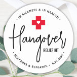 Hangover Relief Kit Personalised Wedding Favour  Classic Round Sticker<br><div class="desc">Hangover Relief Kit ! These fun wedding favour stickers are perfect to make your own hangover recovery kits for your guests, essential if you plan on having an open bar. Visit our collection for wedding favours, and hangover kit favours and wedding keepsakes. Personalise with name and date. COPYRIGHT © 2020...</div>