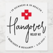 Hangover Relief Kit Personalised Wedding  Favour  Wine Label (Single Label)
