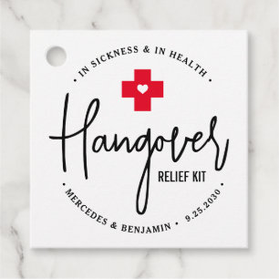 Hangover Relief Kit Personalised Wedding Party Favour Tags