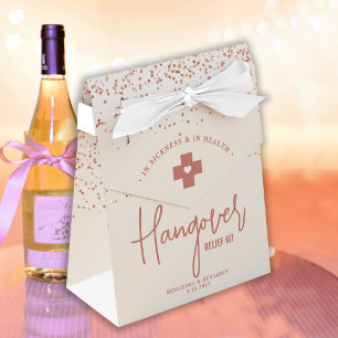 Hangover Relief Kit Rose Gold Glitter Wedding  Favour Box