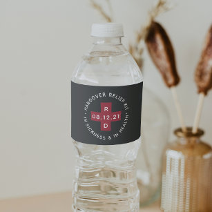Hangover Relief Kit Wedding Water Bottle Label