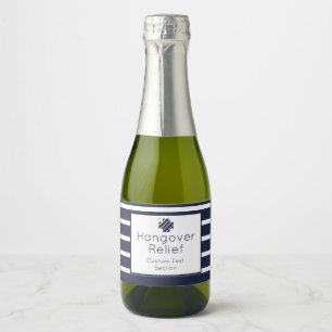 Hangover Relief Navy and White  Sparkling Wine Label