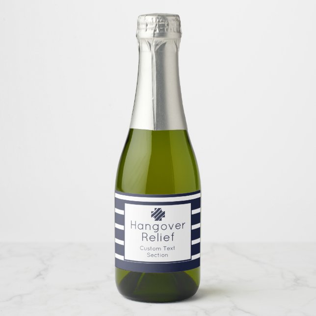 Hangover Relief Navy and White  Sparkling Wine Label (Front)
