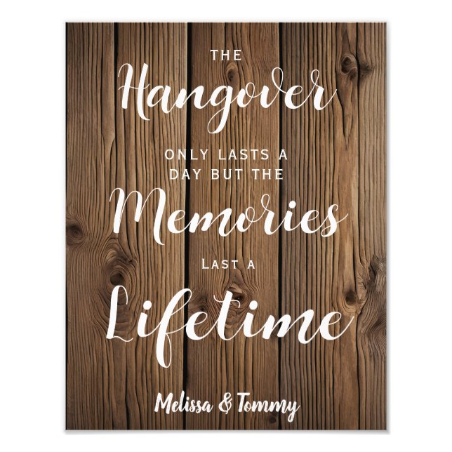 Hangover sign rustic Country Barn wedding (Front)