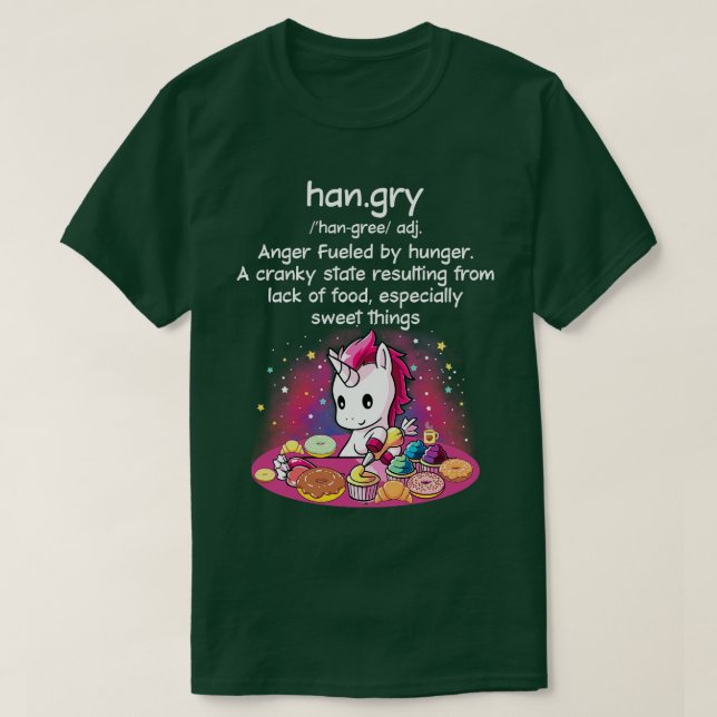 Hangry Definition Unicorn Funny Unicorn T Shirts (Design Front)